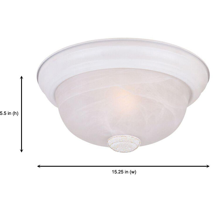 Decorative 3 Light 15 inch White Flushmount Ceiling Light in White Alabaster, Large