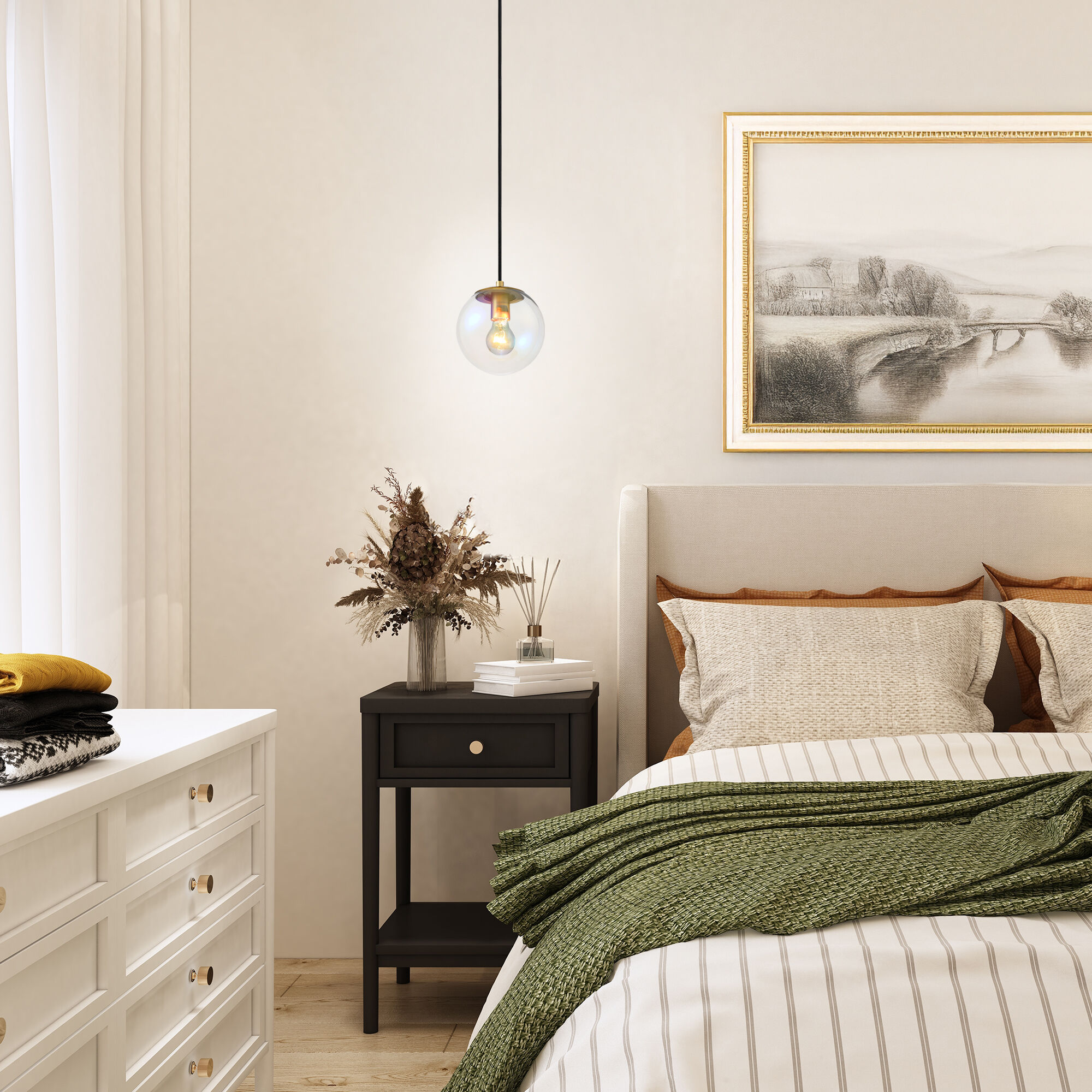 Neva LED 7 inch Brushed Gold Pendant Ceiling Light