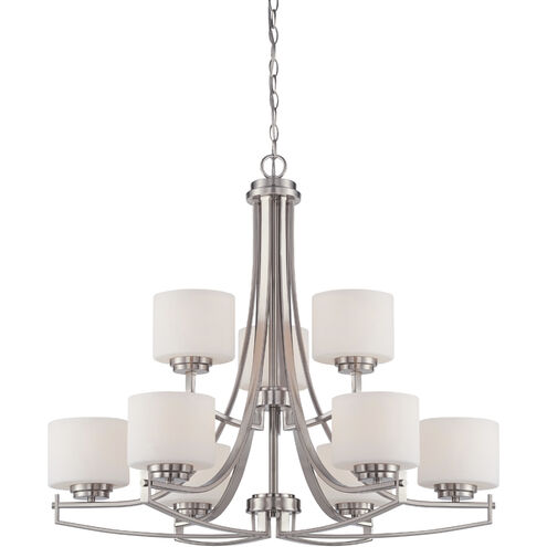 Axel 9 Light 32 inch Satin Platinum Chandelier Ceiling Light
