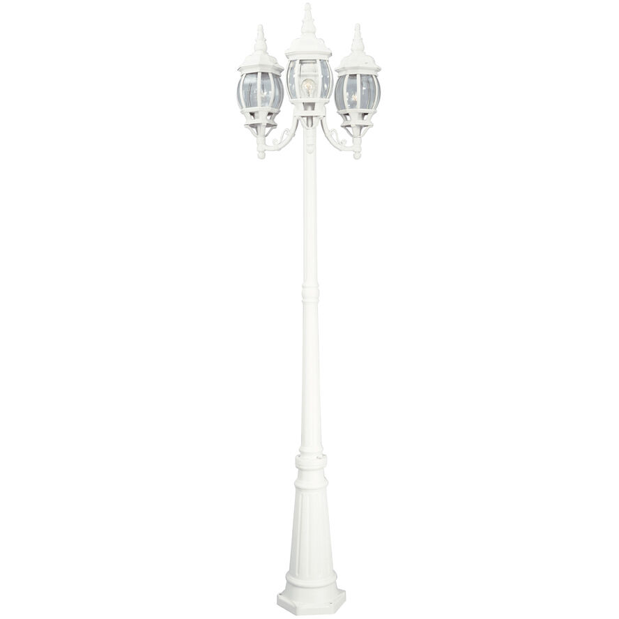 Riviera 3 Light 85 inch White Outdoor Post Lantern, Post Included