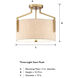 Elara 3 Light 15 inch Brushed Gold Semi-Flush Ceiling Light