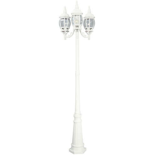 Riviera 3 Light 85 inch White Outdoor Post Lantern, Post Included