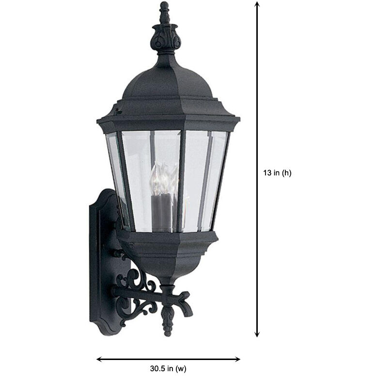 Builder 3 Light 31 inch Black Outdoor Wall Lantern