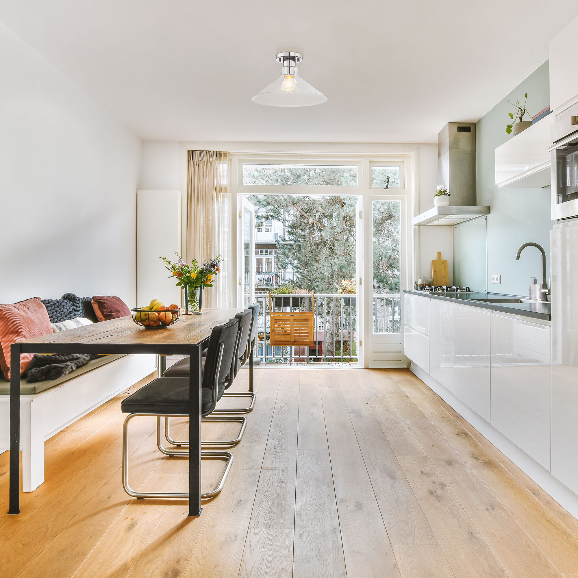 Leena 1 Light 14 inch Polished Nickle Semi Flush Mount Ceiling Light in Polished Nickel