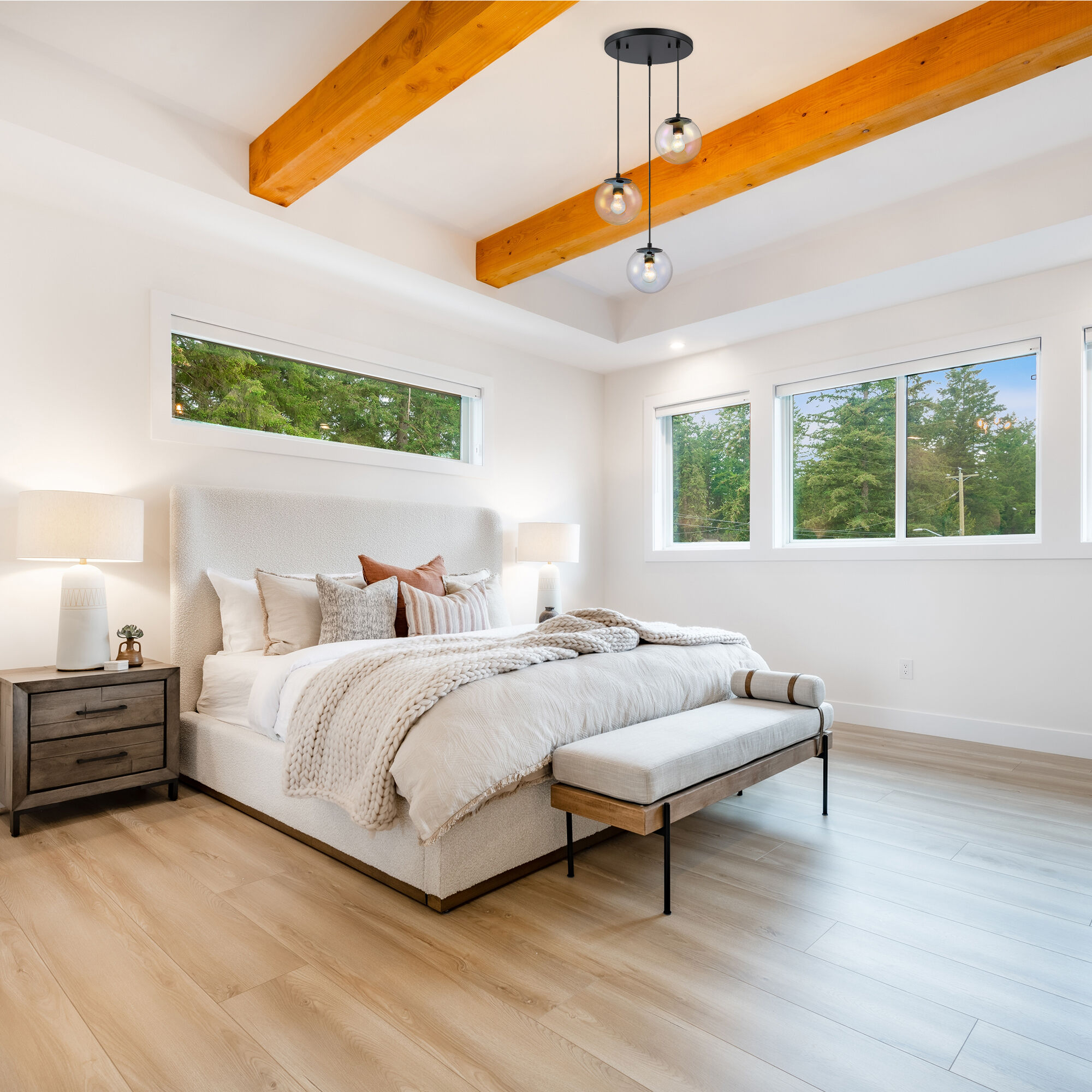 Neva LED 17.75 inch Matte Black Chandelier Ceiling Light