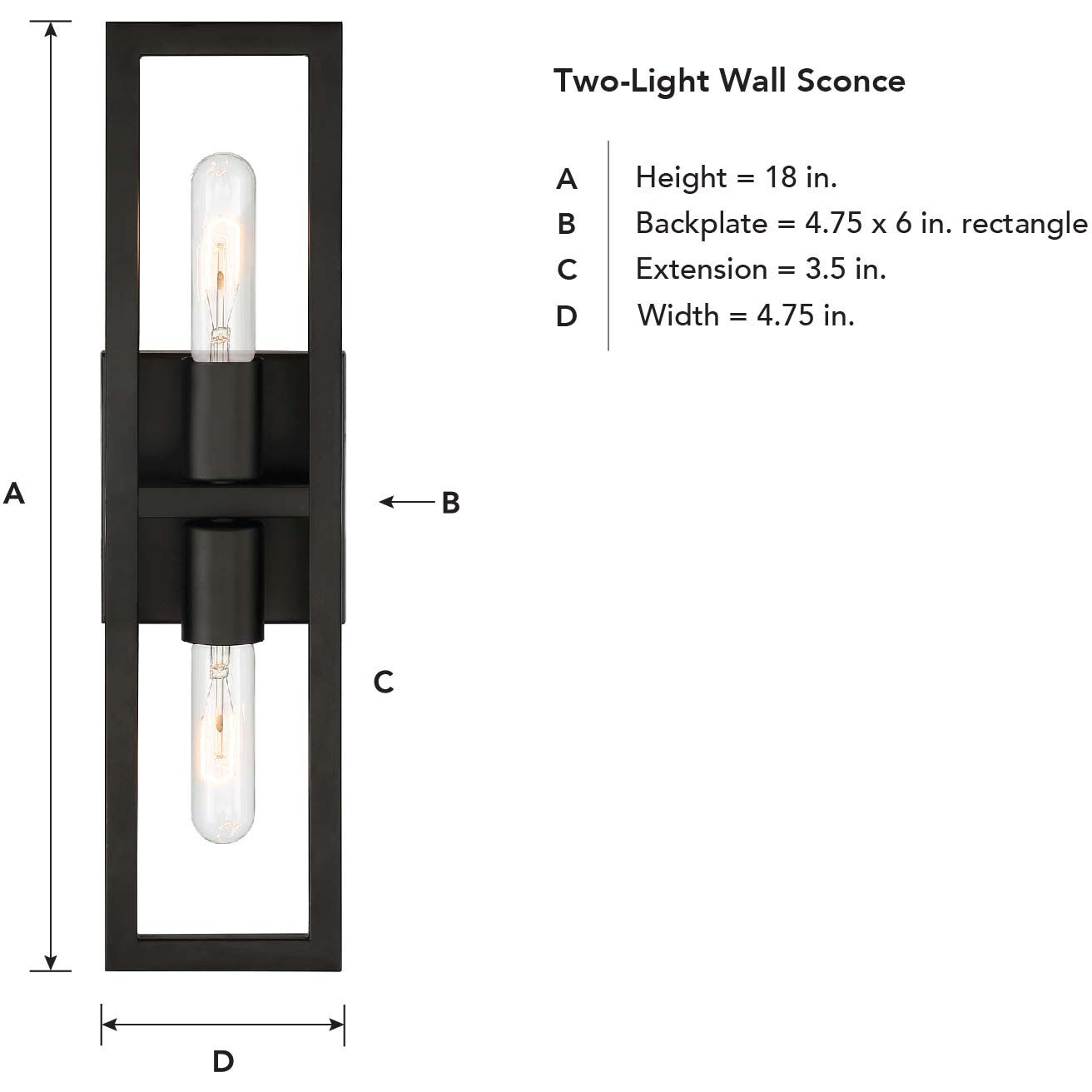 Urban Oasis 2 Light 5 inch Matte Black Wall Sconce Wall Light