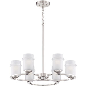 Omega 6 Light 25.5 inch Satin Platinum Chandelier Ceiling Light