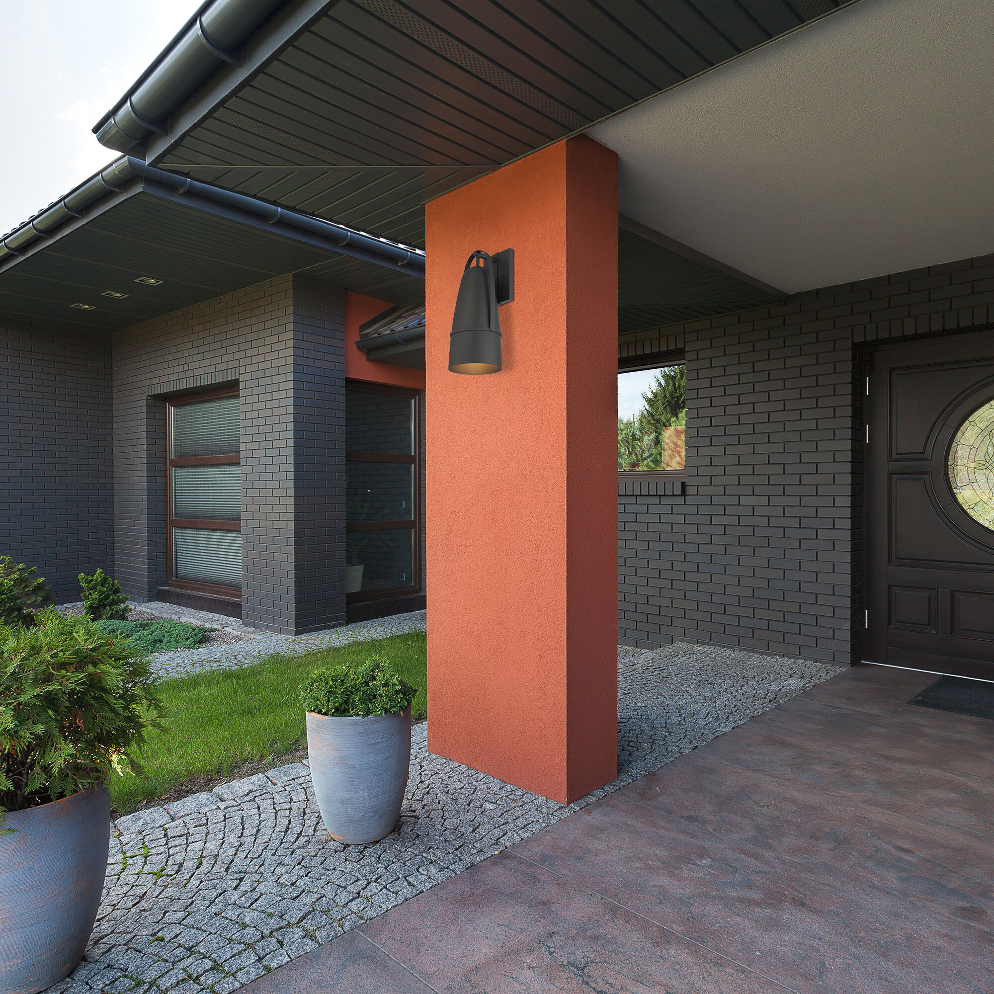 Rue 1 Light 18 inch Black Exterior Wall Lantern