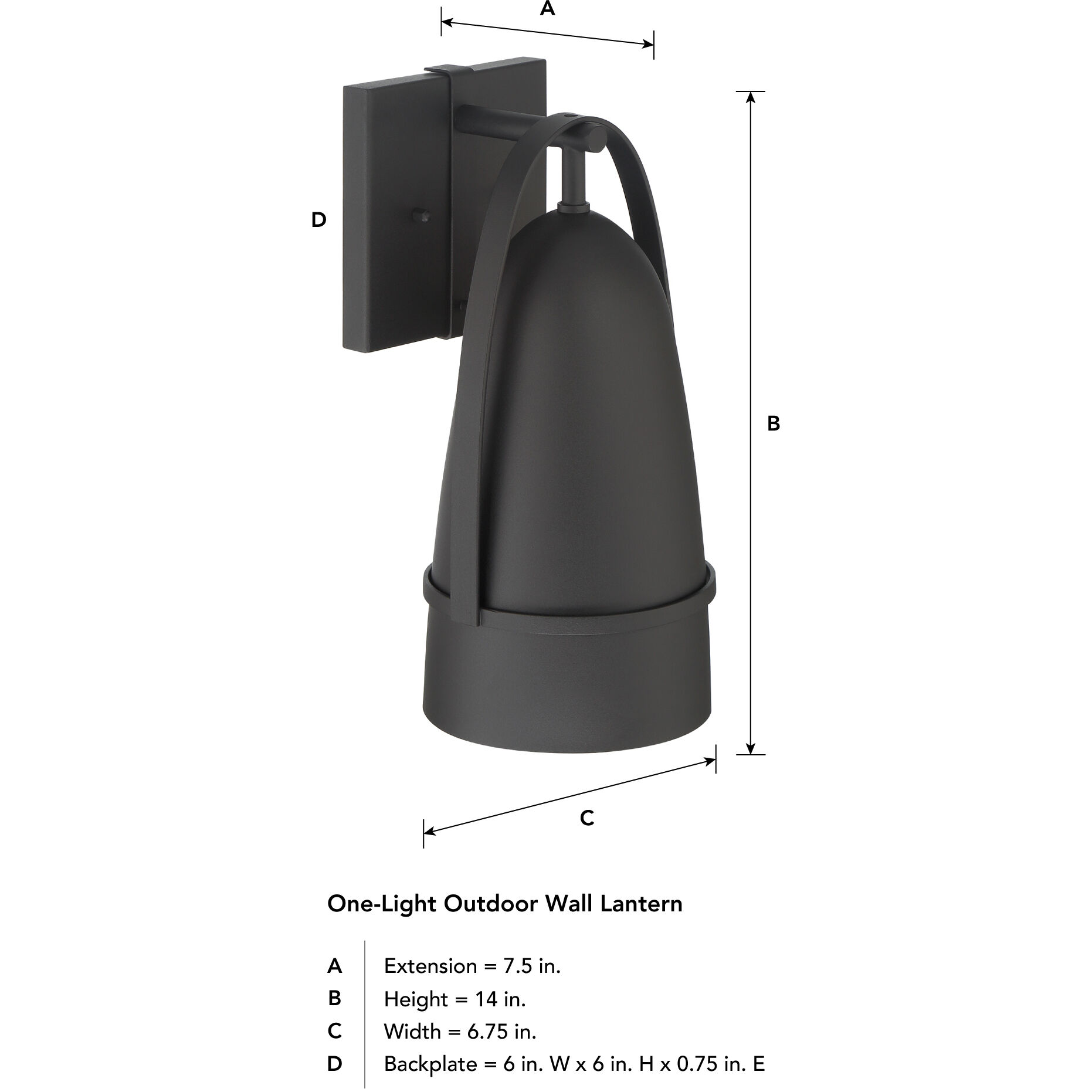 Rue 1 Light 14 inch Black Exterior Wall Lantern