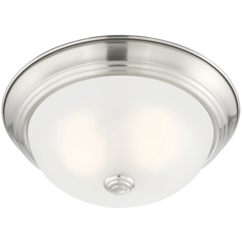 Decorative 2 Light 11 inch Satin Platinum Flushmount Ceiling Light in Etched, Small