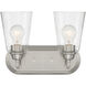 Zane 2 Light 12.5 inch Brushed Nickel Vanity Light Wall Light