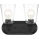 Zane 2 Light 12.5 inch Matte Black Vanity Light Wall Light