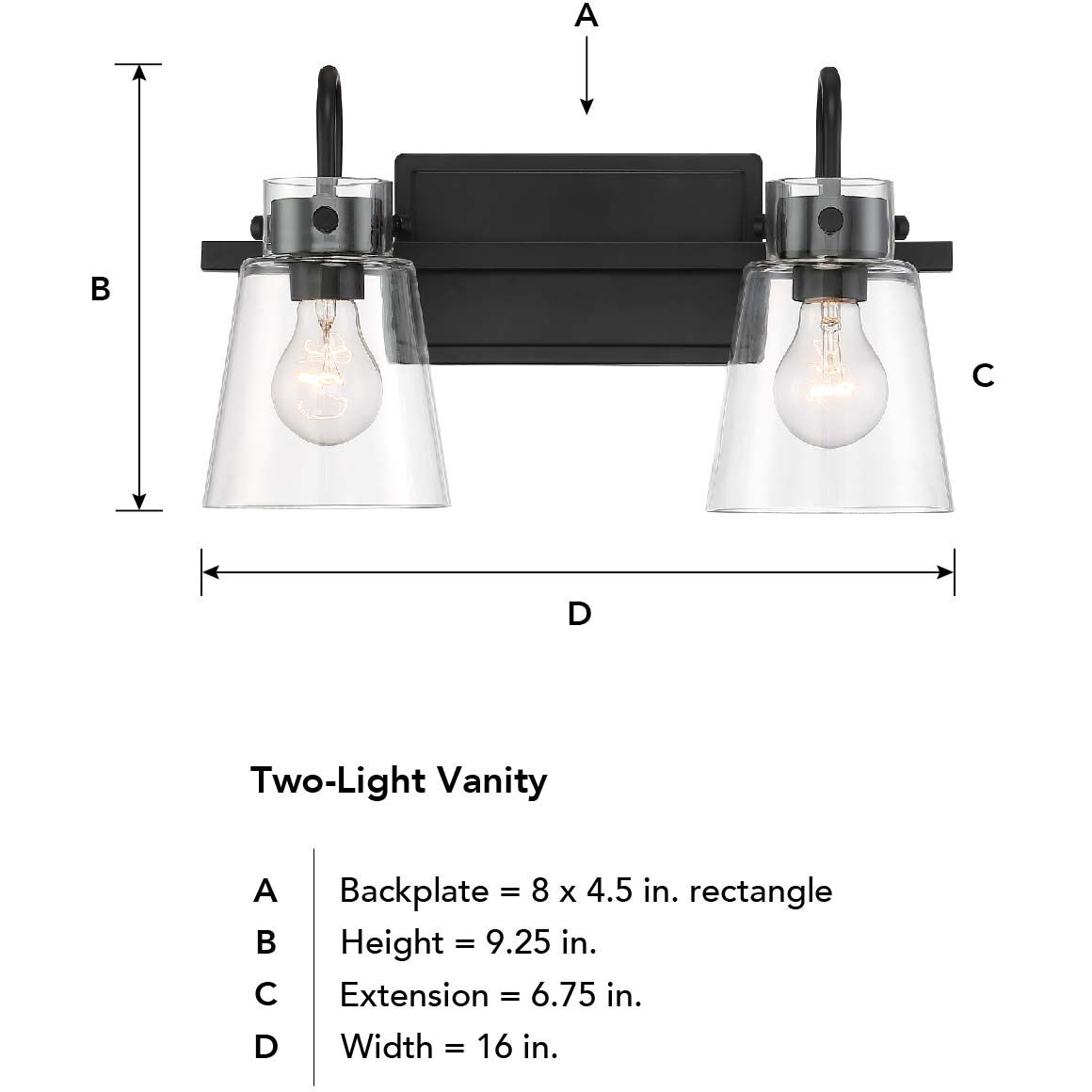 Inwood 2 Light 16 inch Matte Black Vanity Light Wall Light