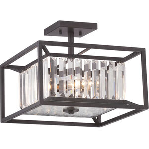 Linares 3 Light 14 inch Vintage Bronze Semi-Flush Ceiling Light