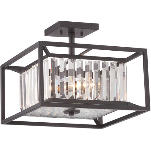 Linares 3 Light 14 inch Vintage Bronze Semi-Flush Ceiling Light