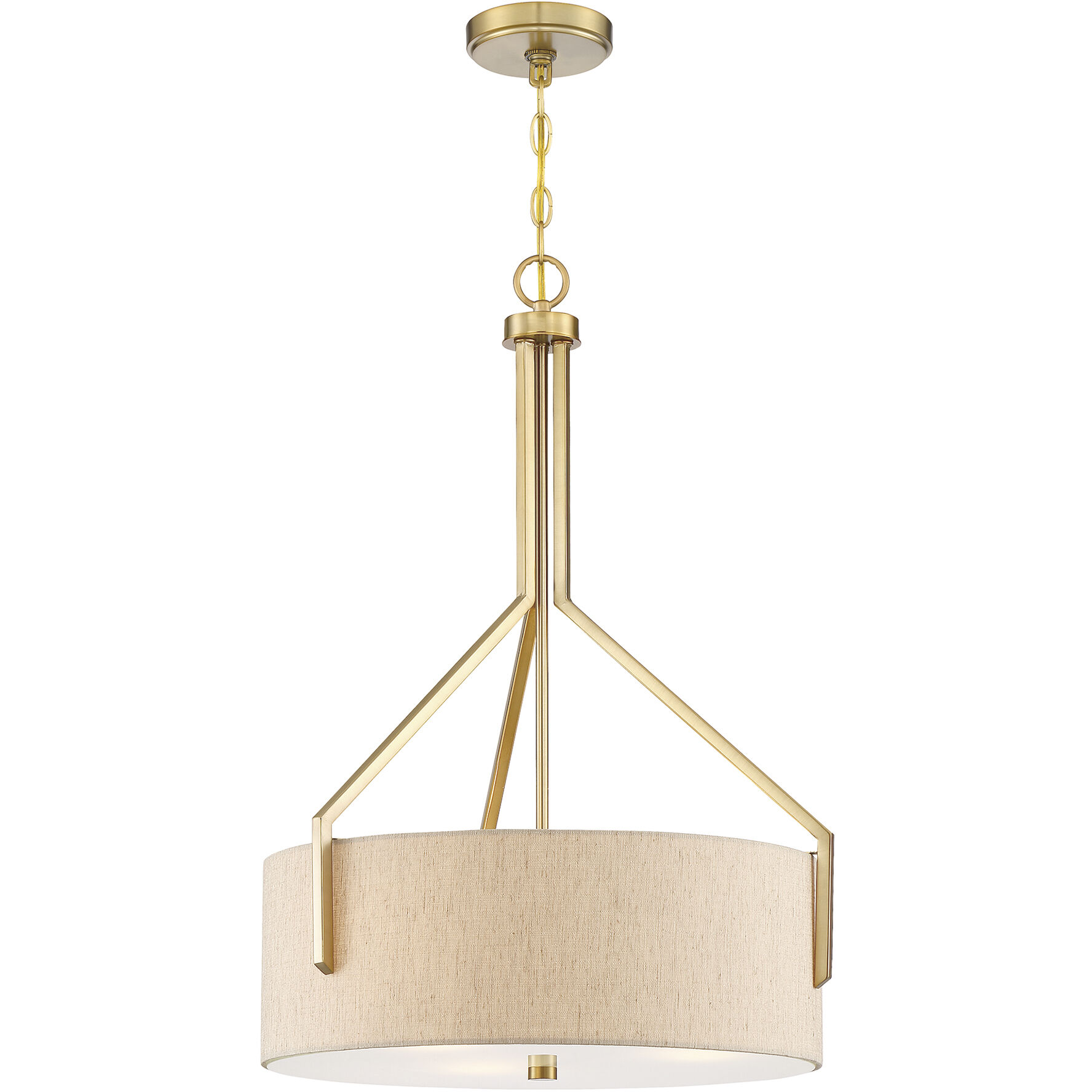 Elara 3 Light 20 inch Brushed Gold Pendant (Inverted) Ceiling Light