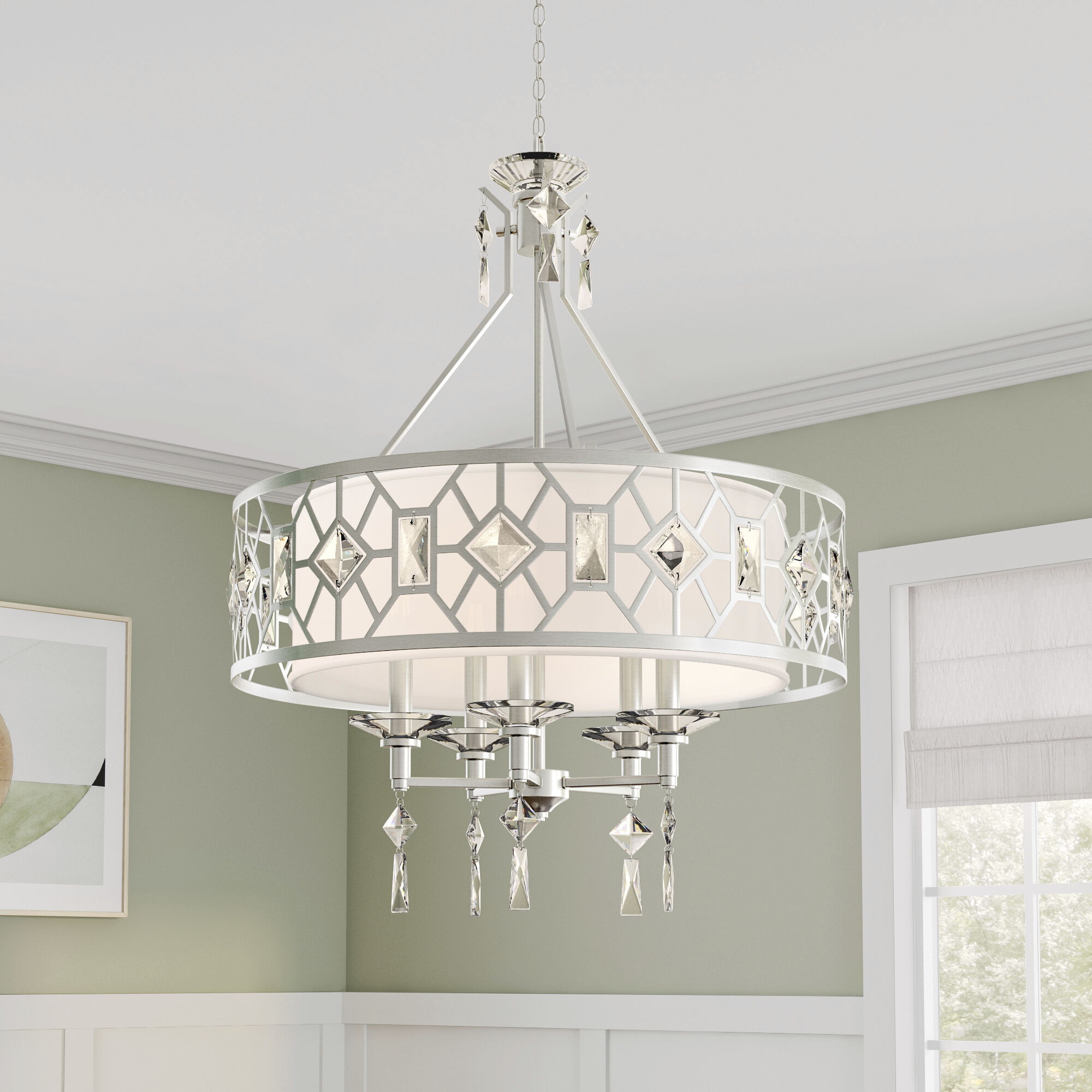 Brentwood 5 Light 24.88 inch Satin Platinum Chandelier Ceiling Light