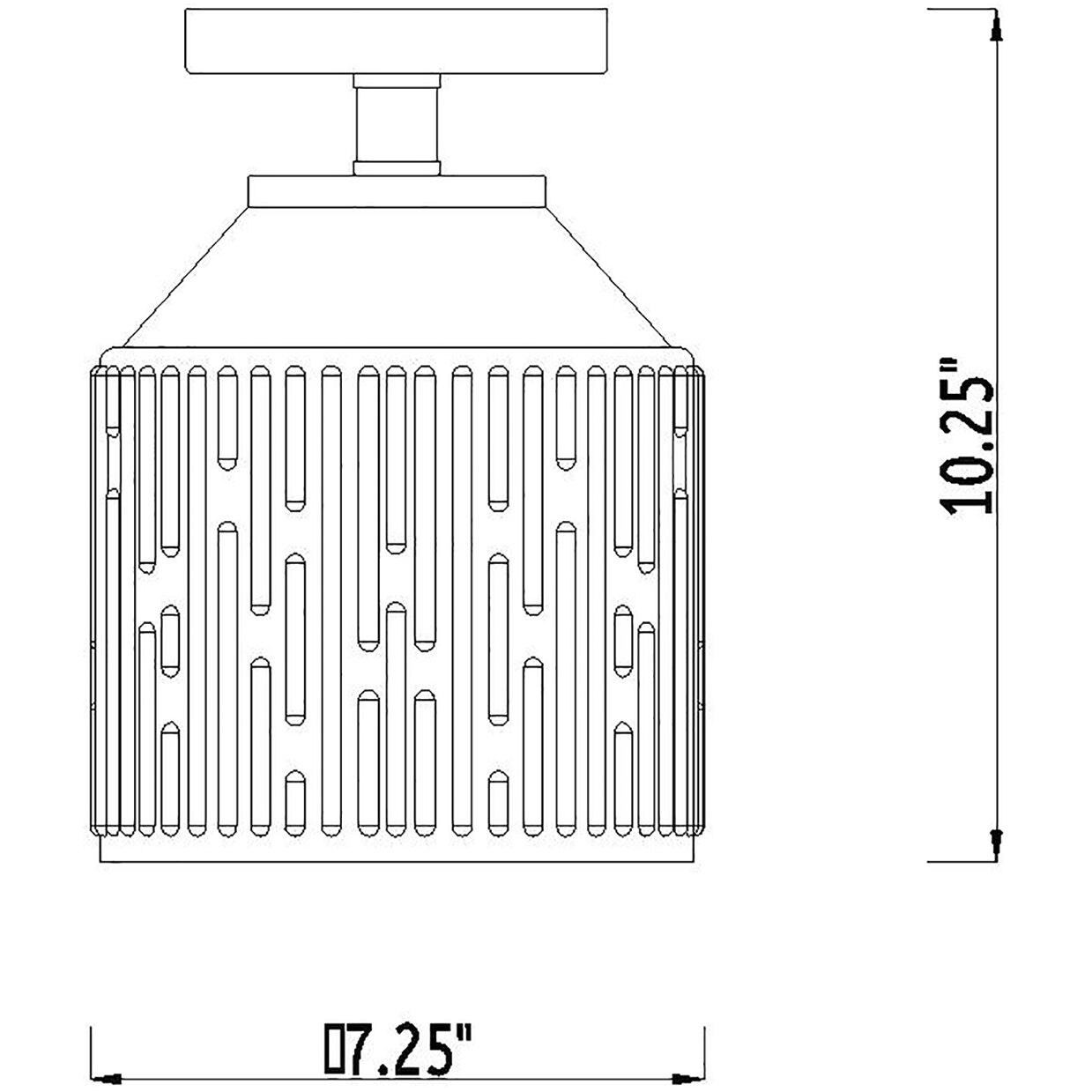Ele 1 Light 7.25 inch Matte Black Semi-Flush Mount Ceiling Light