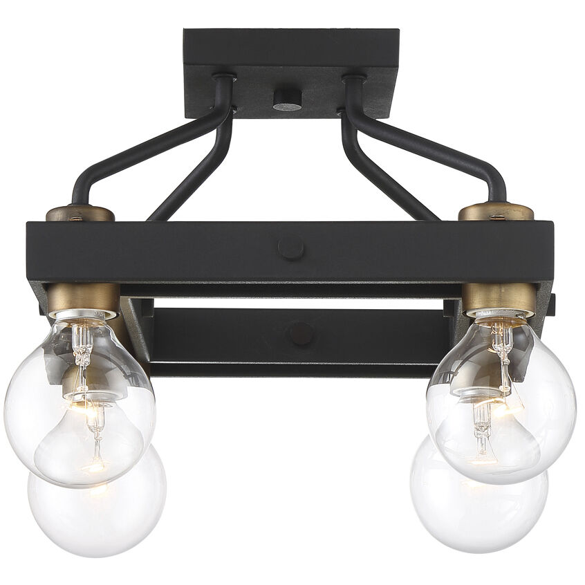 Ravella 4 Light 12 inch Black Semi-Flush Ceiling Light