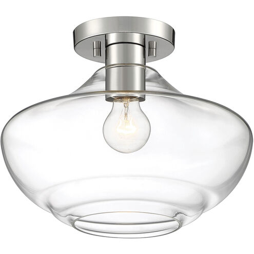 Emma 1 Light 12 inch Polished Nickel Semi-Flush Ceiling Light