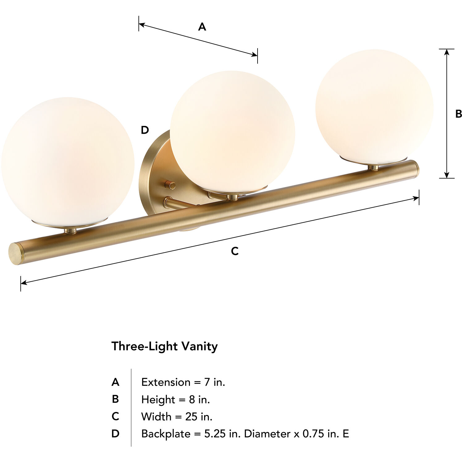Crown Heights 3 Light 25 inch Brushed Gold Vanity Light Wall Light in Etched