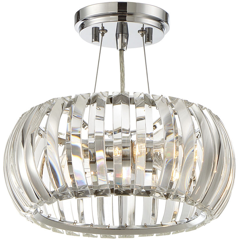 Allure 2 Light 12 inch Chrome Semi-Flush/Pendant Ceiling Light, Convertible to Semi-Flush
