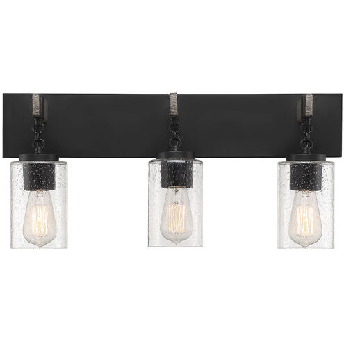 Fulton 3 Light 24 inch Matte Black Bath Bar Wall Light