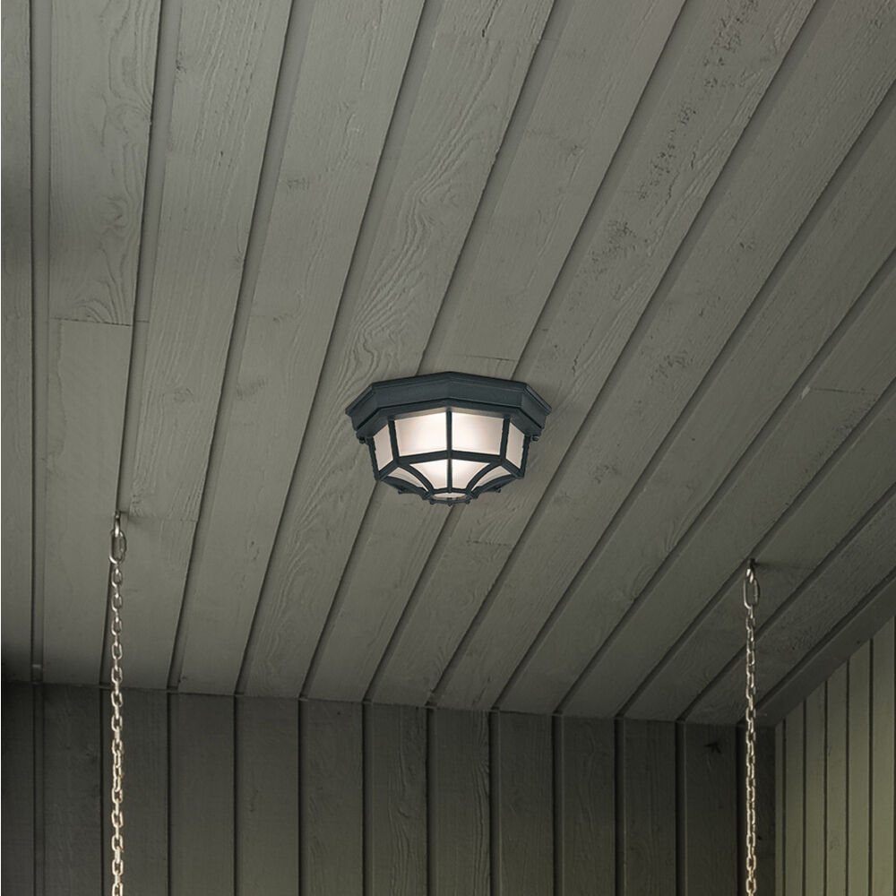 Builder 1 Light 11 inch Black Outdoor Flushmount