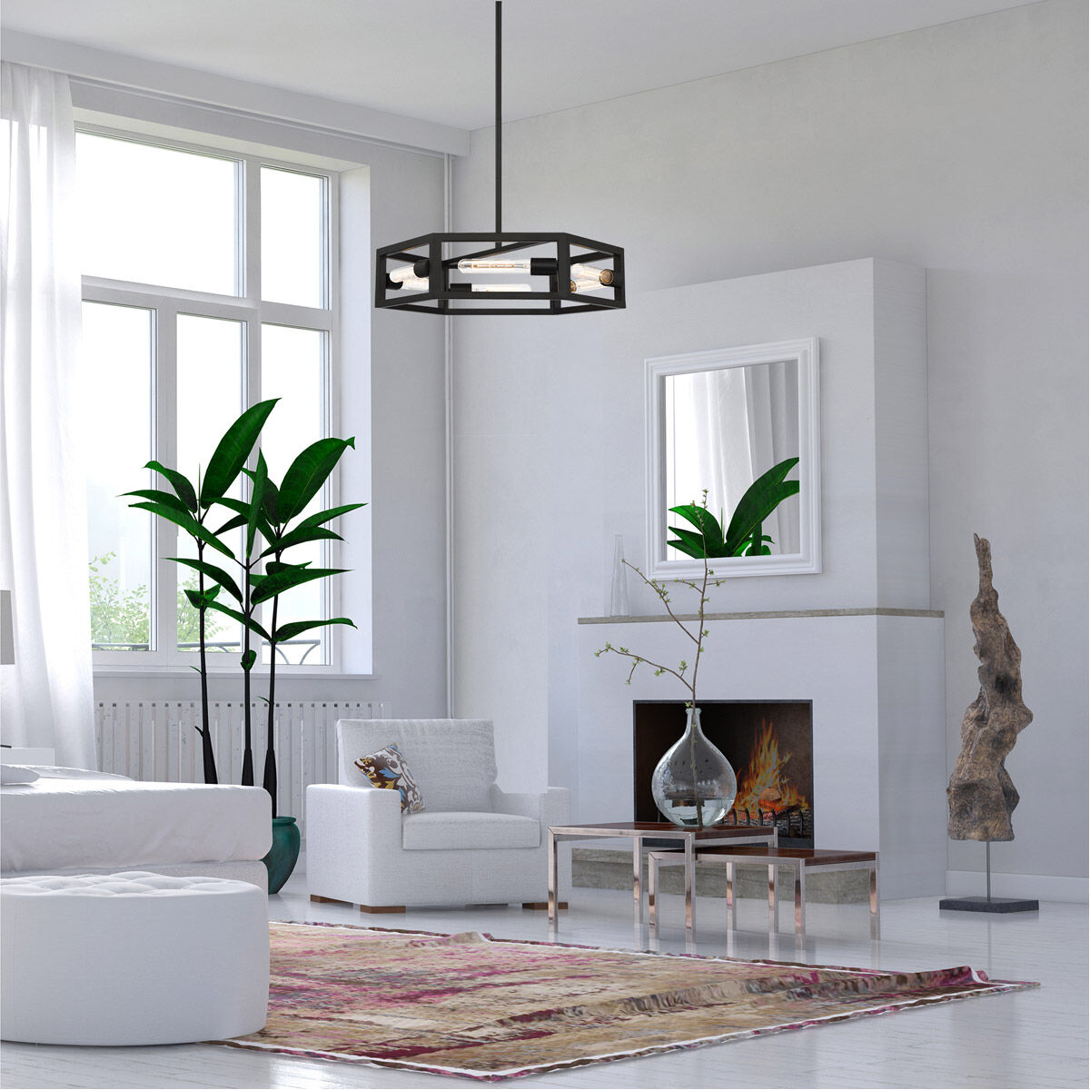 Designers Fountain D224M 6CH MB Urban Oasis 6 Light 24 inch Matte Black Chandelier Ceiling Light