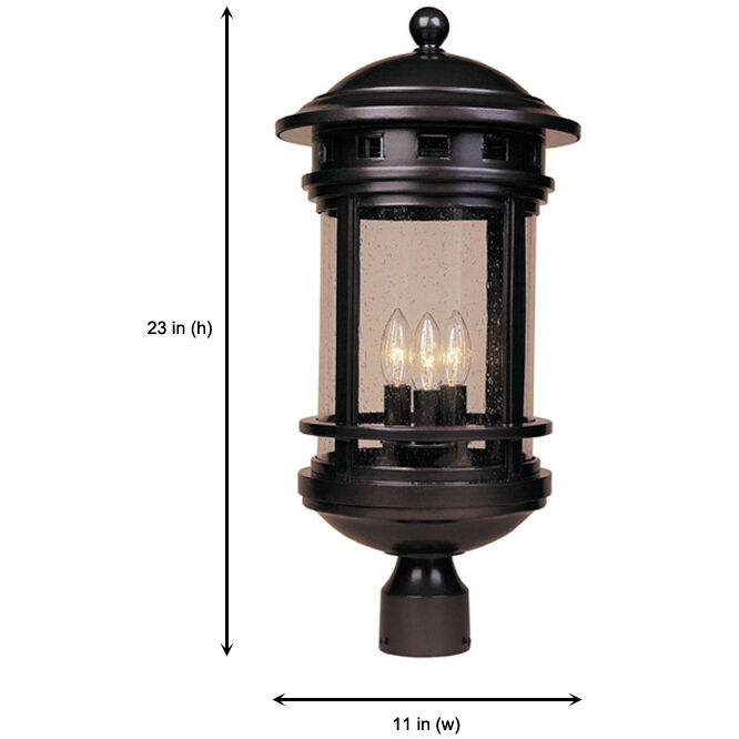 Sedona 3 Light 23 inch Oil Rubbed Bronze Outdoor Post Lantern in Seedy