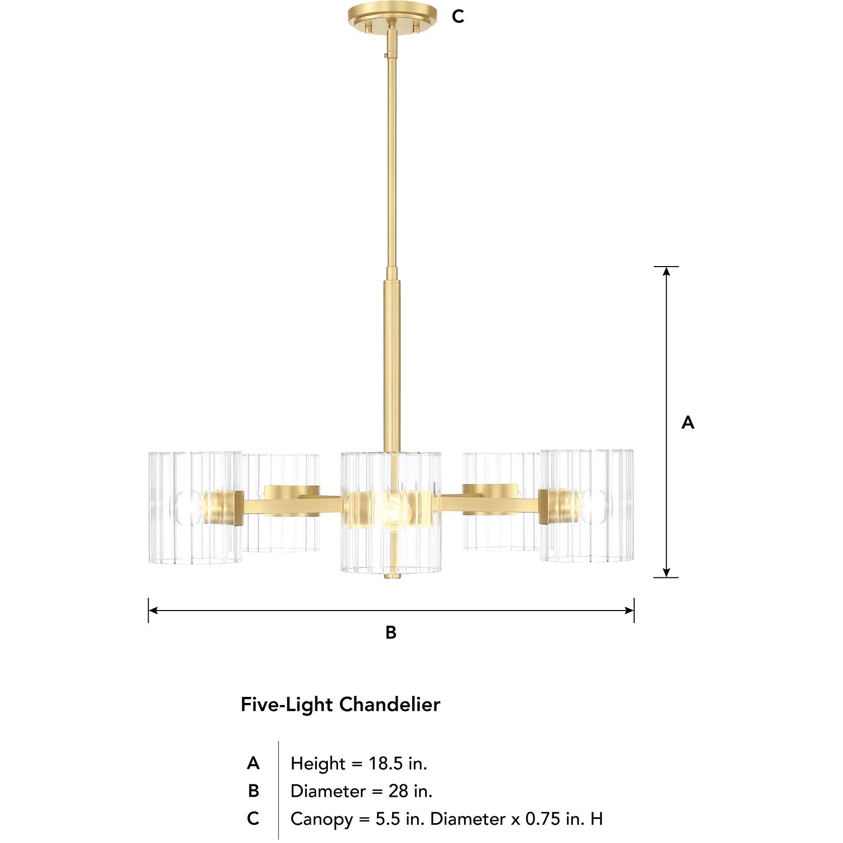Aries 5 Light 28 inch Brushed Gold Chandelier Ceiling Light