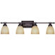Apollo 4 Light 31 inch Oil Rubbed Bronze Bath Bar Wall Light in Amber Sandstone