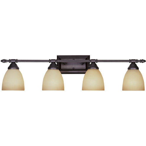Apollo 4 Light 31 inch Oil Rubbed Bronze Bath Bar Wall Light in Amber Sandstone
