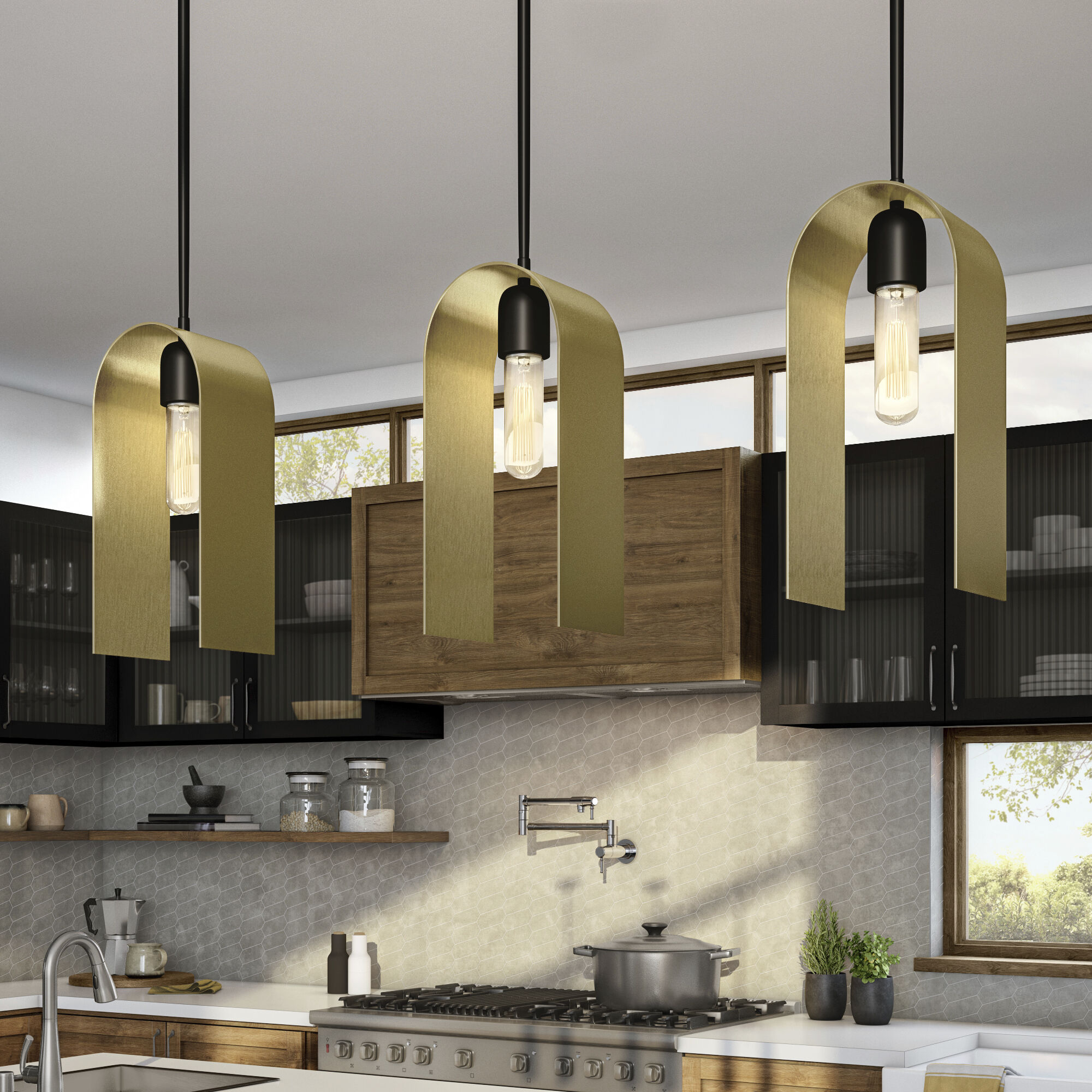 U Turn 1 Light 5 inch Matte Black Pendant Ceiling Light