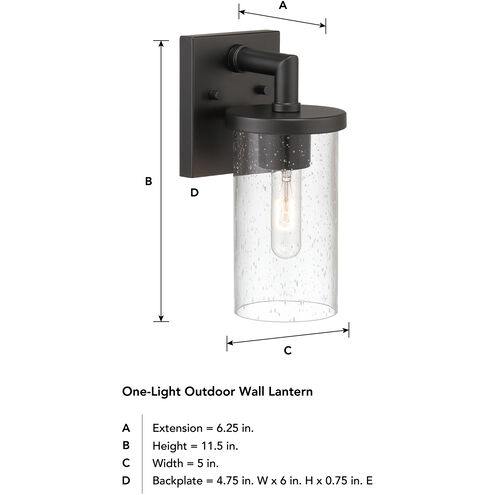 Otto 1 Light 11.5 inch Matte Black Exterior Wall Lantern