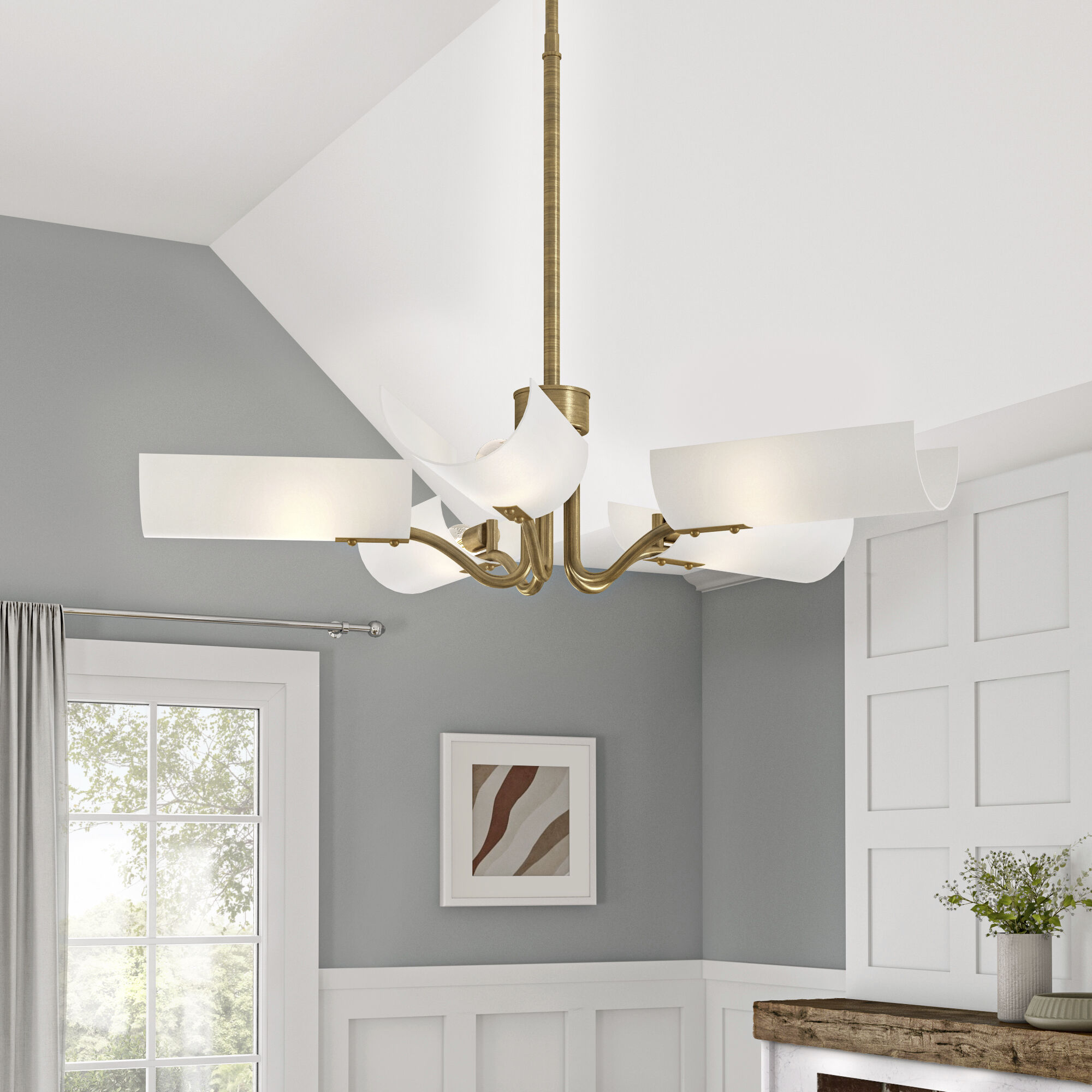 Designers Fountain D259M 5CH OSB Five Light Chandelier Manhasset Old Satin Brass