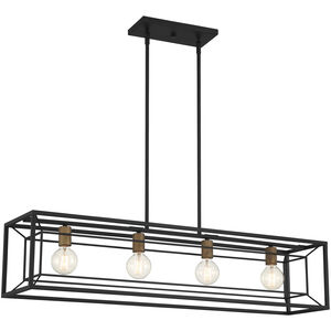 Within 4 Light 42 inch Matte Black Island Light Ceiling Light