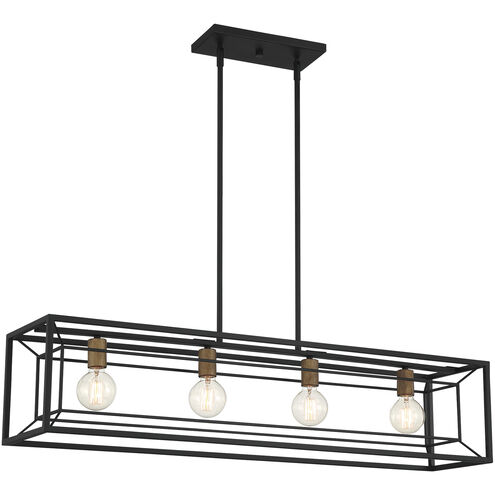 Within 4 Light 42 inch Matte Black Island Light Ceiling Light