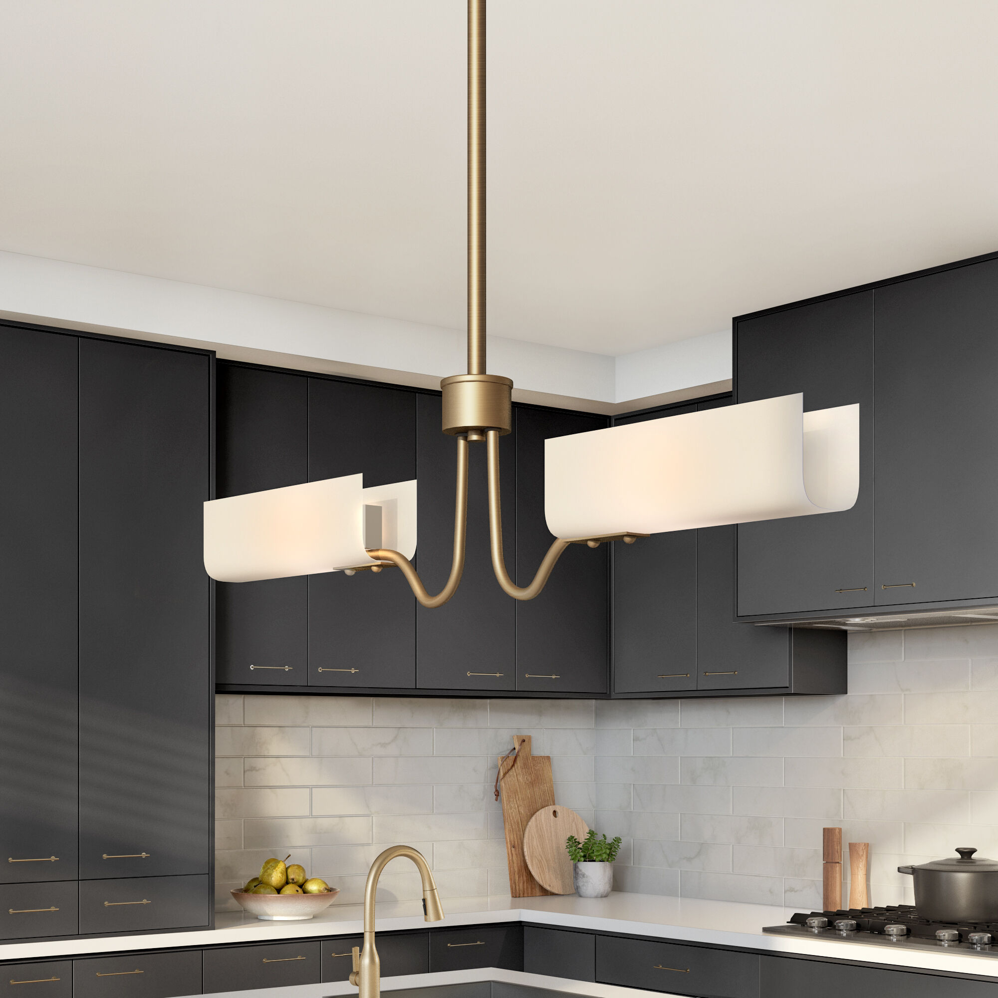 Manhasset 2 Light 33 inch Old Satin Brass Island Light Ceiling Light