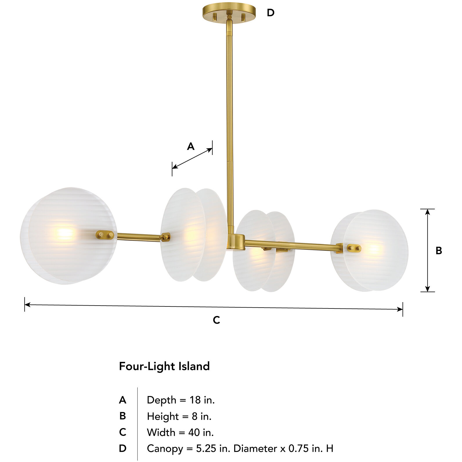 Sky Fall 4 Light 40 inch Brushed Gold Island Pendant Ceiling Light
