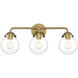 Knoll 3 Light 24 inch Brushed Gold Bath Bar Wall Light