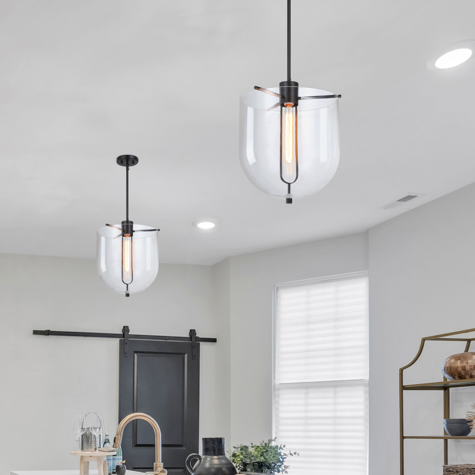 Skylar LED 15 inch Matte Black Down Pendant Ceiling Light