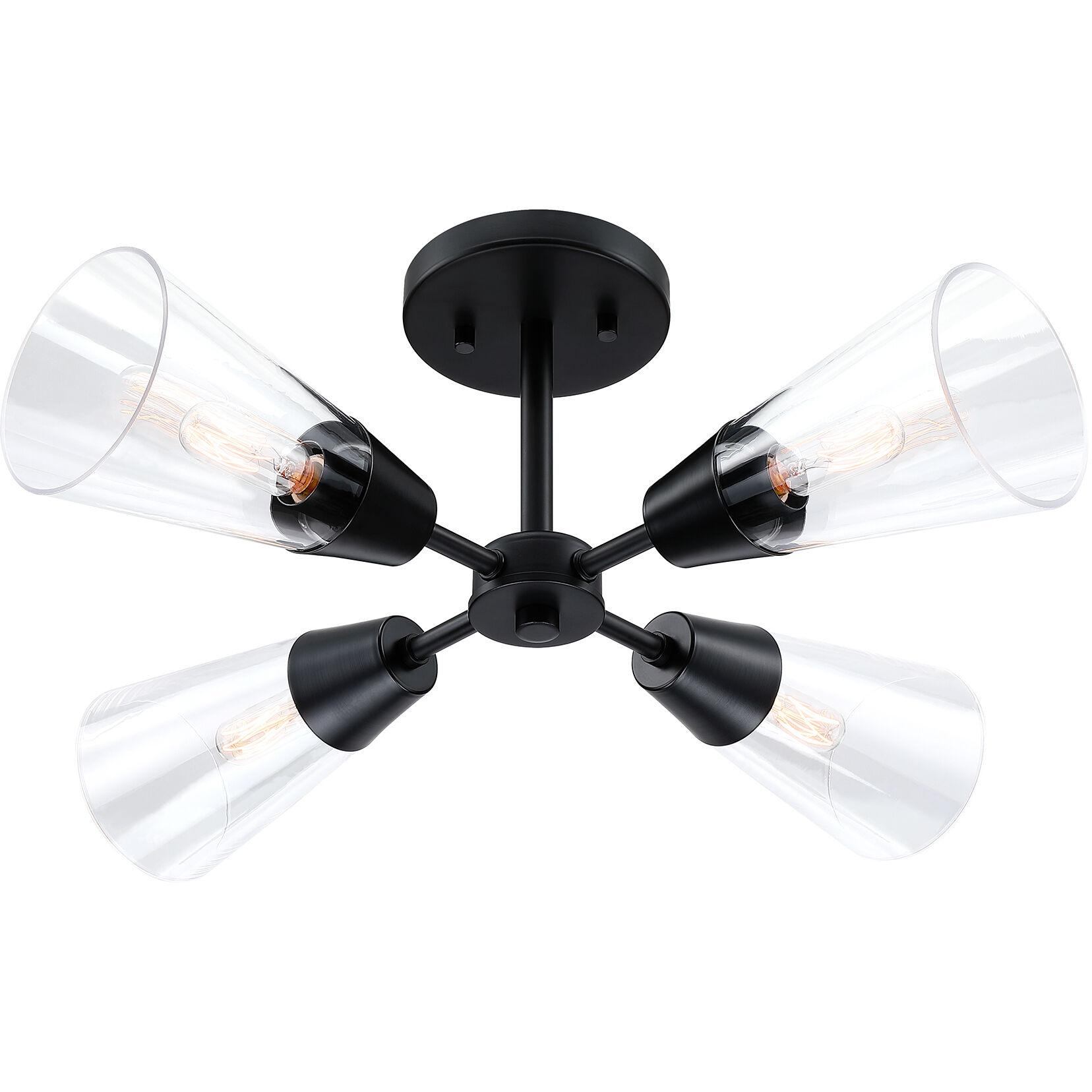 Norro 4 Light 21 inch Matte Black Semi-Flush Mount Ceiling Light