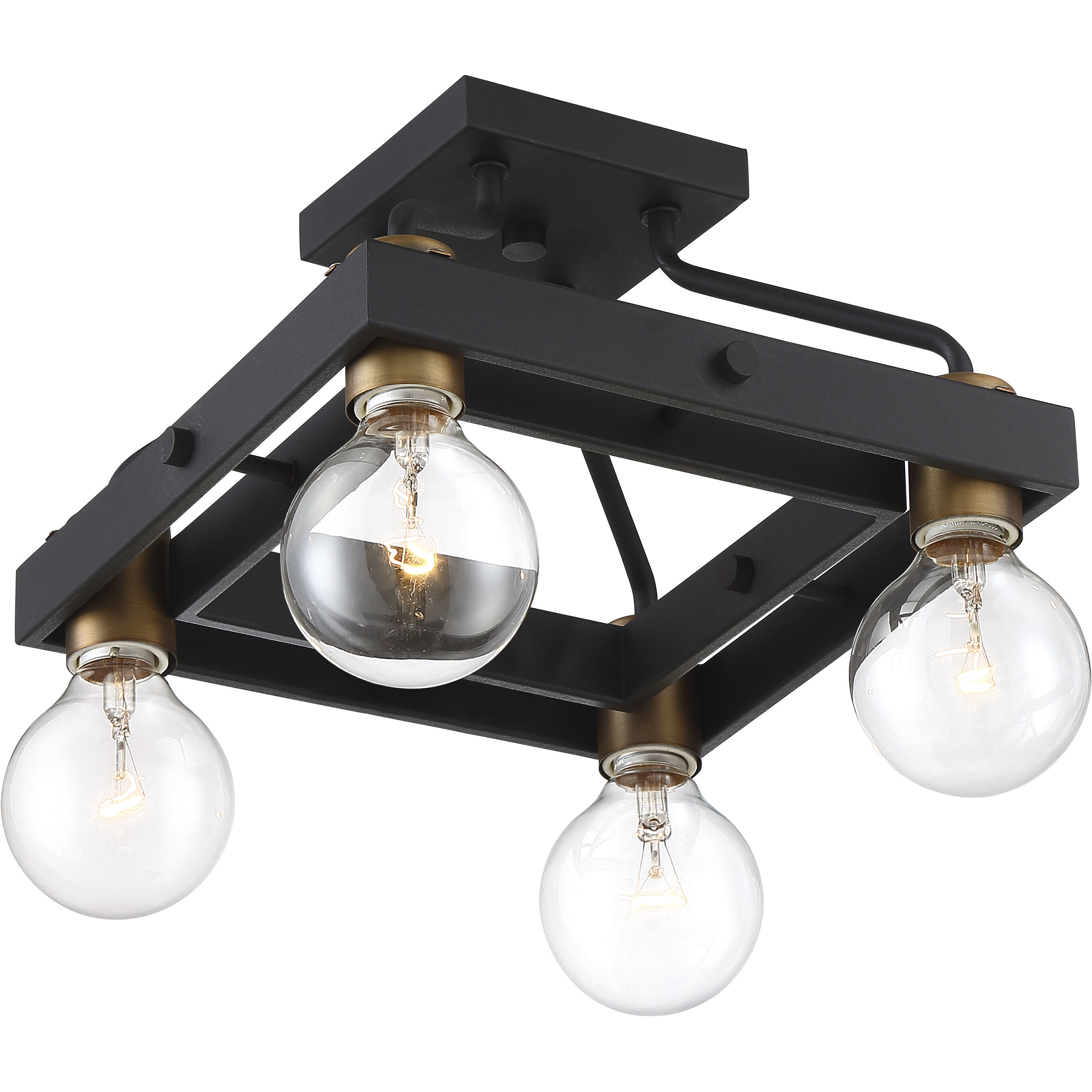Ravella 4 Light 12 inch Black Semi-Flush Ceiling Light
