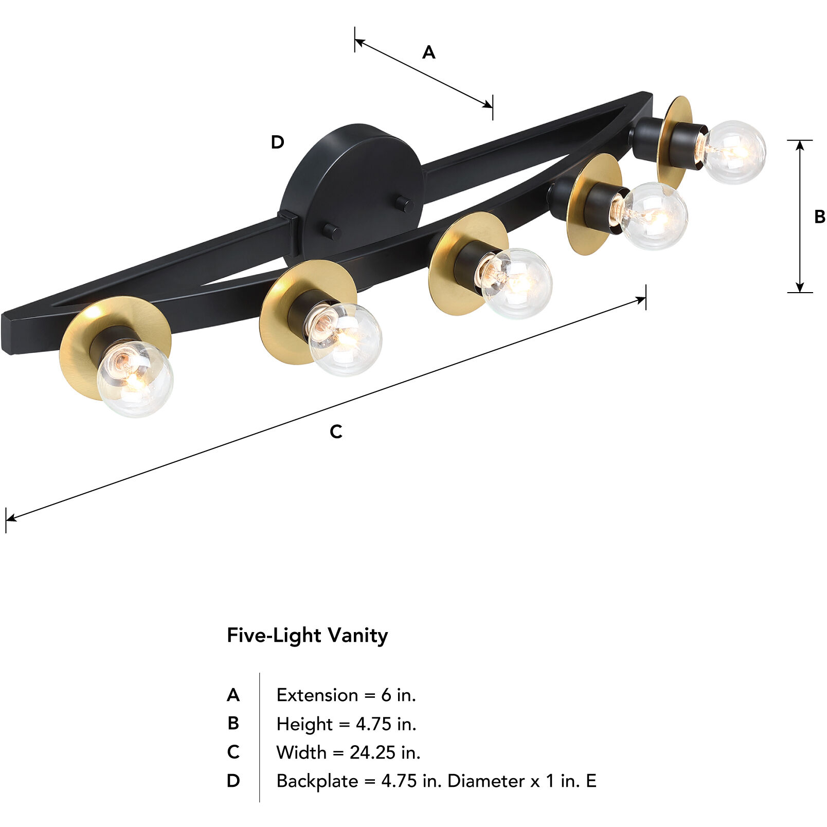 Harmoni 5 Light 24.25 inch Matte Black Vanity Light Wall Light