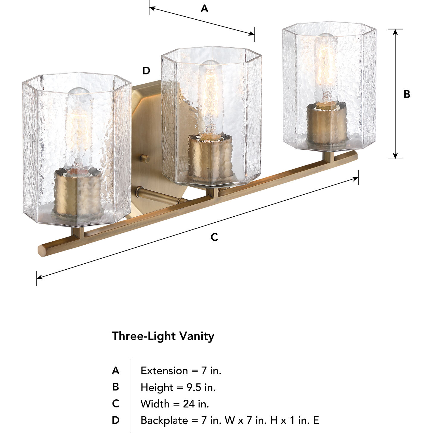 Haven 3 Light 24 inch Old Satin Brass Vanity Light Wall Light