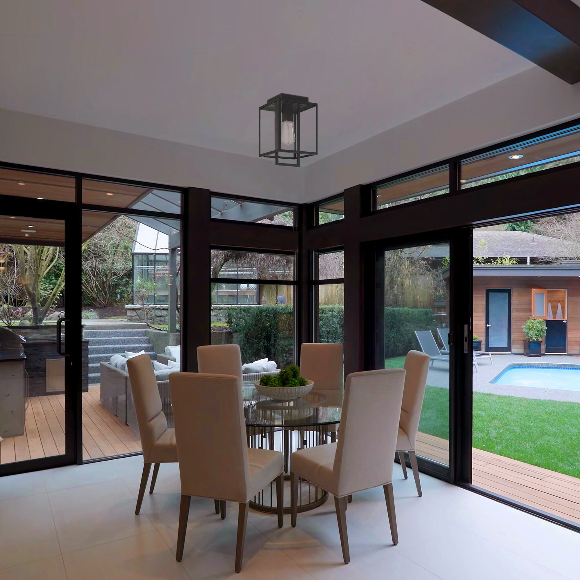 Preston 1 Light 8 inch Matte Black Flush Mount Ceiling Light