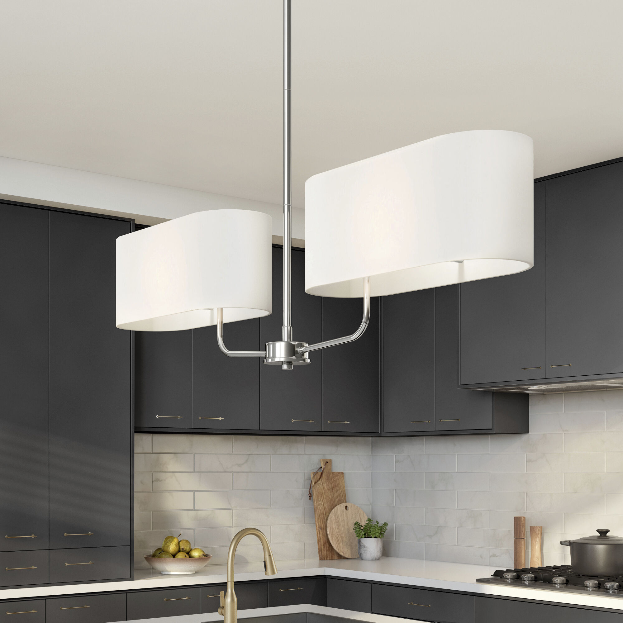 Midtown 2 Light 38 inch Polished Nickel Island Light Ceiling Light