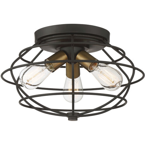 Jax 3 Light 15 inch Vintage Bronze Flushmount Ceiling Light