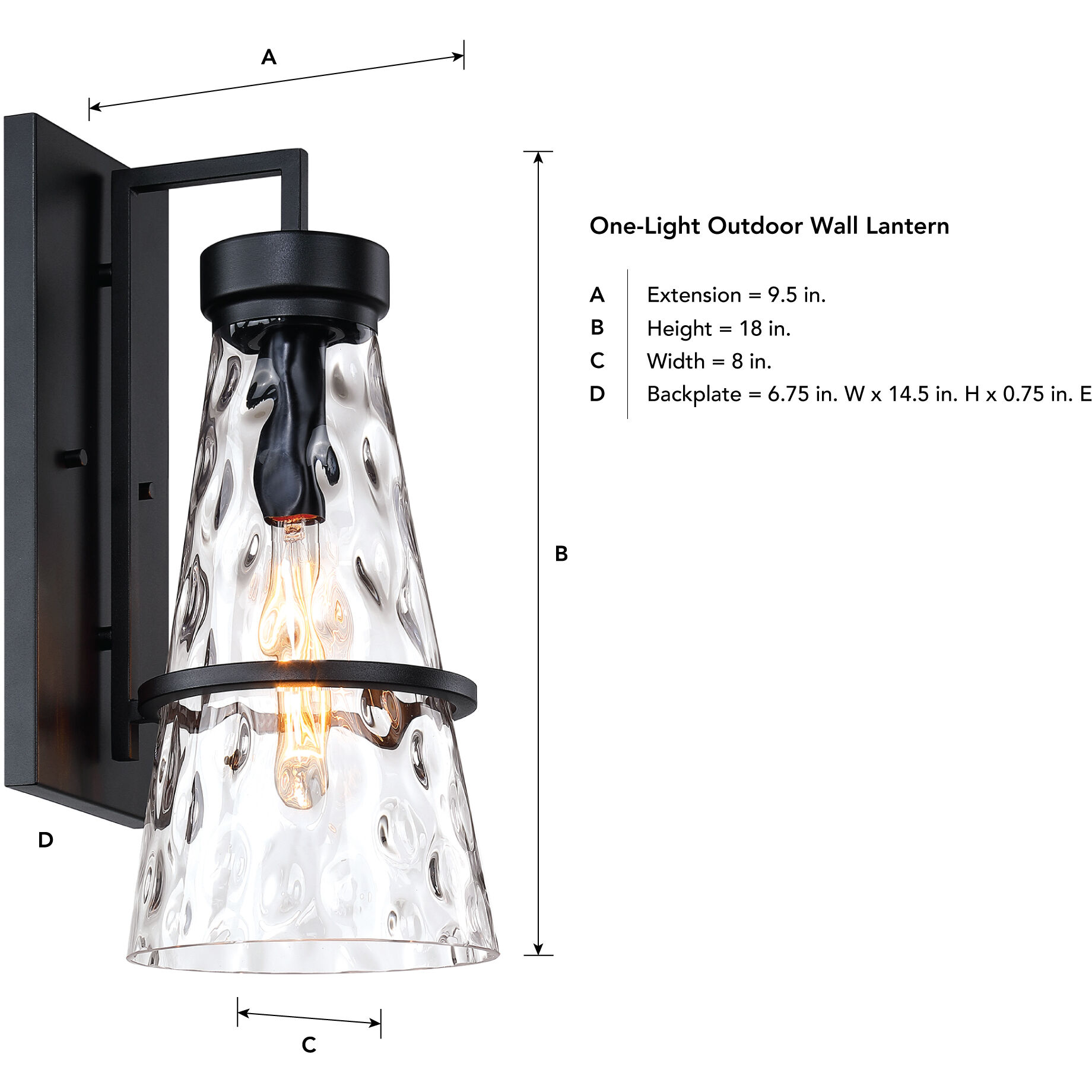 Field Daisy Lane 1 Light 18 inch Black Outdoor Wall Sconce